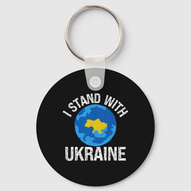 I Stand With Ukraine World Map Support Support Ukr Keychain (Front)