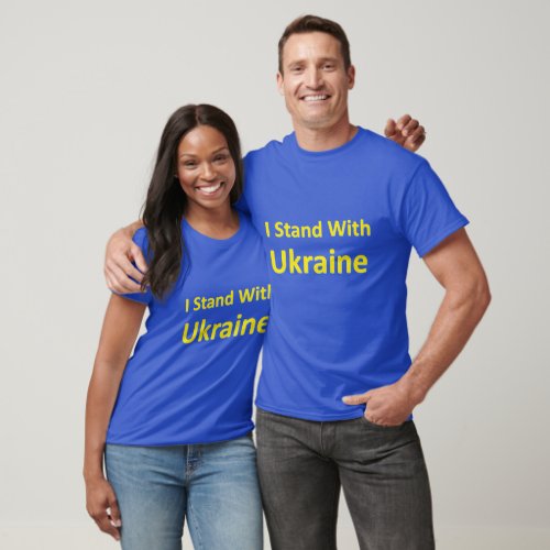 I Stand with Ukraine Yellow on Blue T_Shirt