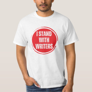 I stand with writers red logo with white text T-Shirt