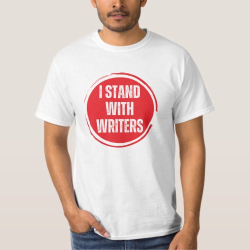 I stand with writers red logo with white text T_Shirt