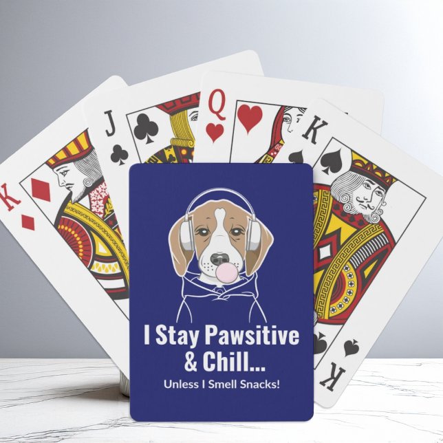 I Stay Pawsitive and Chill Beagle Funny Dog Poker Cards (Creator Uploaded)