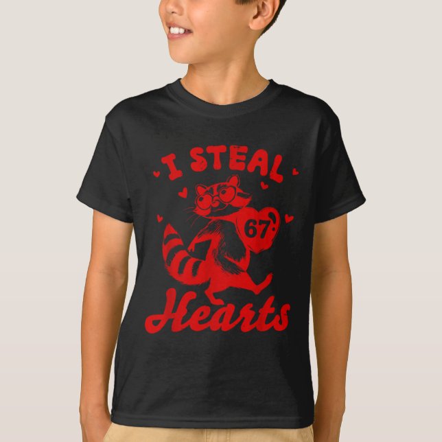 I Steal 67 Hearts Funny 67 Valentine Raccoon Men B T-Shirt (Front)