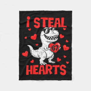 I Steal 67 Hearts T-rex Six Seven Valentines Day B Fleece Blanket