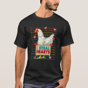 I Steal Cute Hearts Chicken Farmer Valentine's Hea T-Shirt