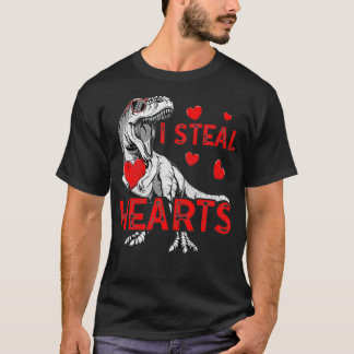 I Steal Hearts  Boys Kid T Re Dinosaur Valentines  T-Shirt