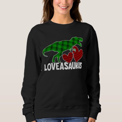 I Steal Hearts Buffalo Plaid Loveasaurus T Rex Din Sweatshirt