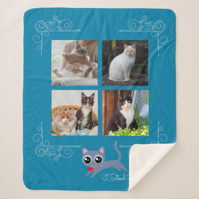 I Steal Hearts Custom Photo Sherpa Blanket (Front)