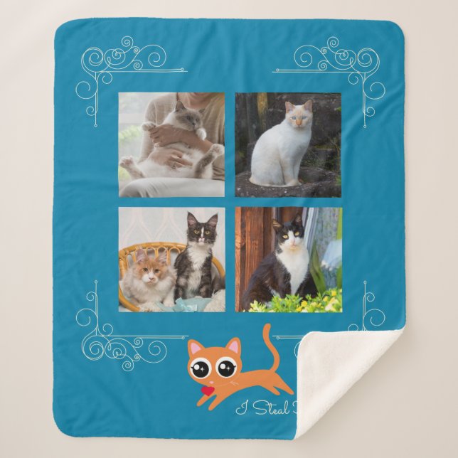 I Steal Hearts Custom Photo Sherpa Blanket (Front)