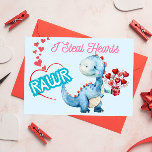 I Steal Hearts! Cute Dinosaur Valentine’s Day Card