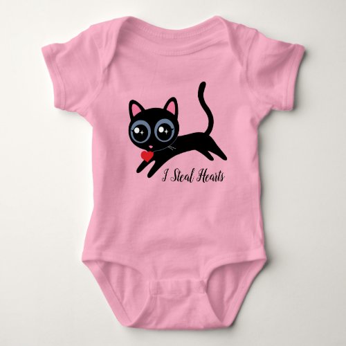 I Steal Hearts Cute Kitty Cat Gift Baby Bodysuit