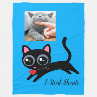 I Steal Hearts Cute Kitty Cat Photo Fleece Blanket