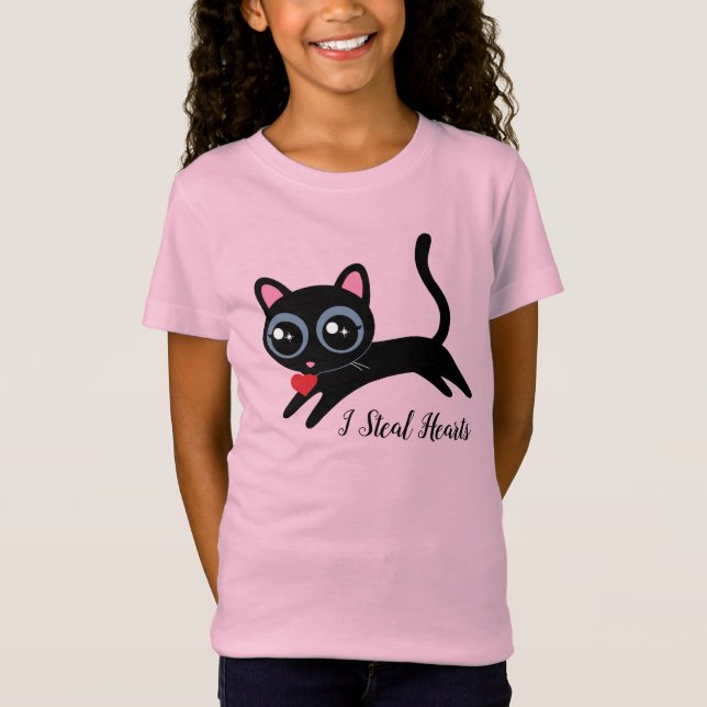 I Steal Hearts Cute Kitty T-Shirt (Front)
