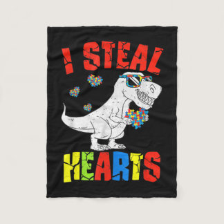 I Steal Hearts Dinosaur Autism Awareness Toddler B Fleece Blanket