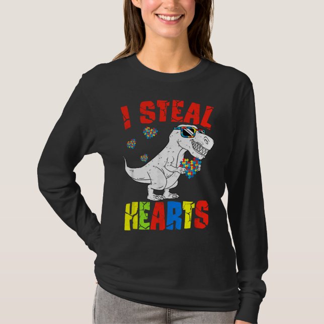 I Steal Hearts Dinosaur Autism Awareness Toddler B T-Shirt (Front)