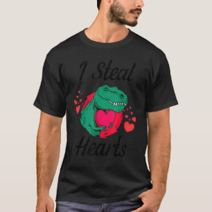 I Steal Hearts Dinosaur Boys Valentines Day Kids T T-Shirt