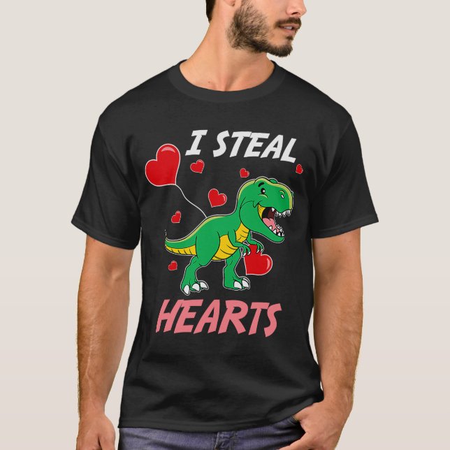 I Steal Hearts Dinosaur Kids Design Prehistoric Di T-Shirt (Front)