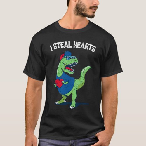 I Steal Hearts Dinosaur Lover Valentines Day Gift T_Shirt