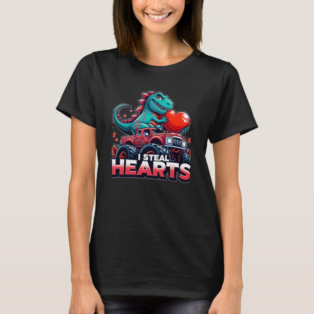 I Steal Hearts Dinosaur Valentine  T-Shirt (Front)