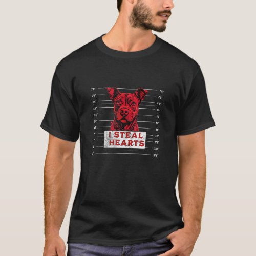 I Steal Hearts Funny Dog Mugshot Valentine s Day T T_Shirt