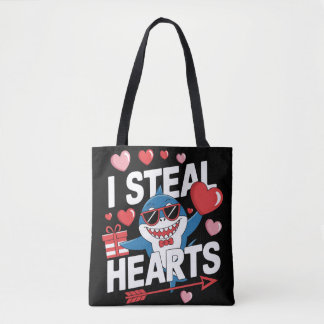 I Steal Hearts - Funny Valentine's Day Shark Tote Bag