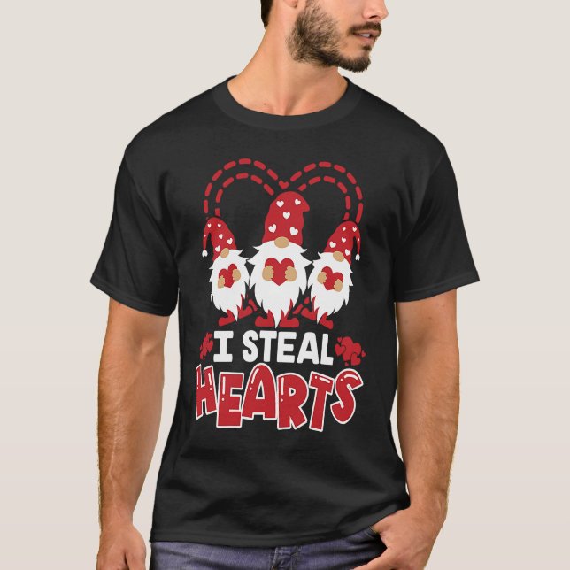 i steal hearts gnomes Valentines Day T-Shirt (Front)