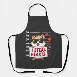 I Steal Hearts Hamster Lover Valentine Day  Apron