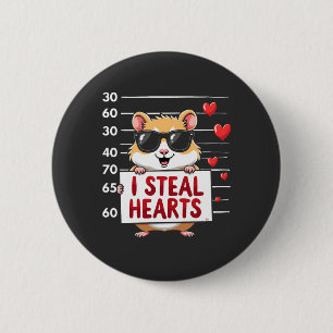 I Steal Hearts Hamster Lover Valentine Day  Button