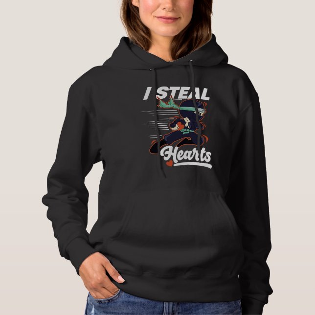 I Steal Hearts Ninja Boys Valentines Day Kids and  Hoodie (Front)