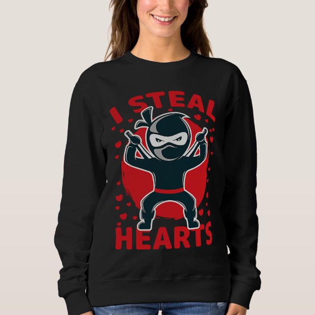 I Steal Hearts Ninja Boys Valentines Day Toddler Sweatshirt (Front)
