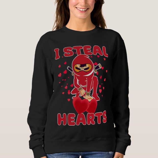 I Steal Hearts Ninja Boys Valentines Day Toddler   Sweatshirt (Front)