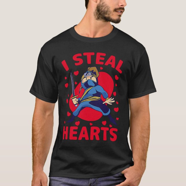 I Steal Hearts Ninja Boys Valentines Day Toddler   T-Shirt (Front)