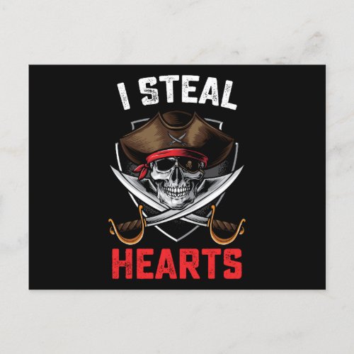 I Steal Hearts Pirate Valentines Day Love Boy Girl Postcard