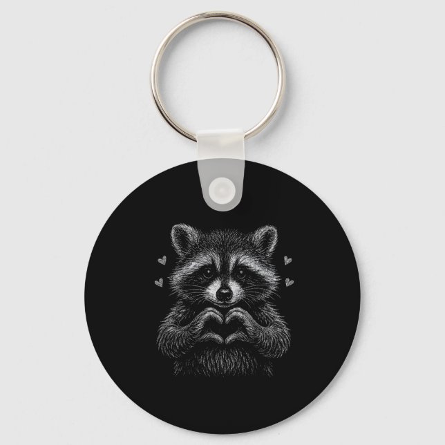 I Steal Hearts Raccoon Valentines Racoon Meme Grap Keychain (Front)