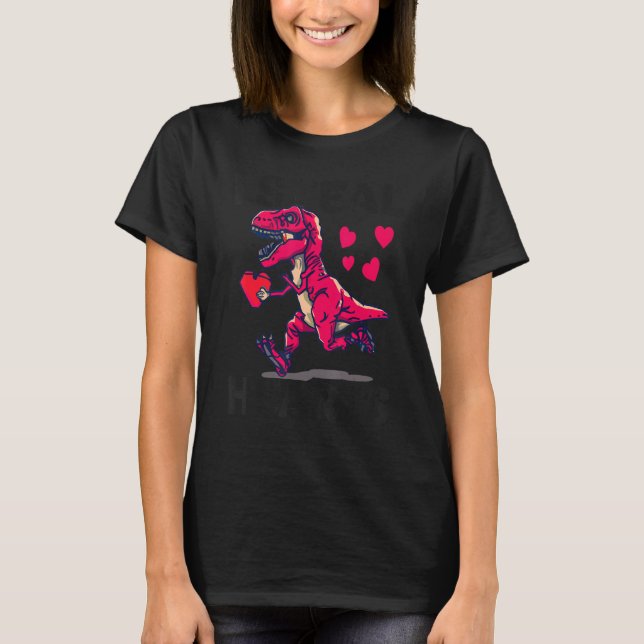 I Steal Hearts Trex Dino Baby Boy Valentines Day T T-Shirt (Front)