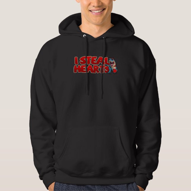 I Steal Hearts Trex Dino Boy Valentines Day Toddle Hoodie (Front)
