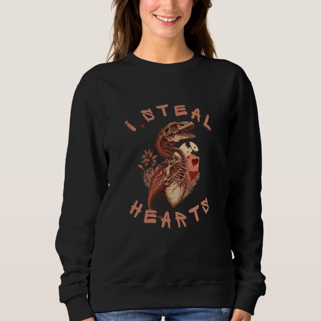 I Steal Hearts Trex Dino Cute Baby Boy Valentines  Sweatshirt (Front)