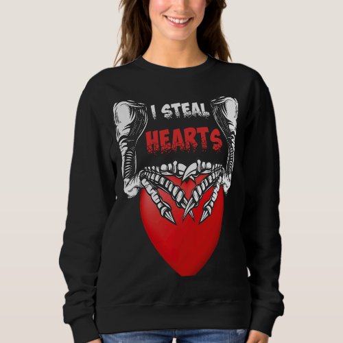 I Steal Hearts Trex Dino Hands Valentines Day Scar Sweatshirt