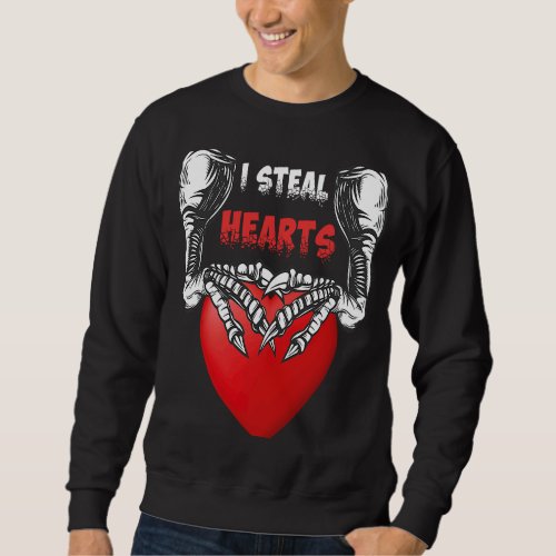 I Steal Hearts Trex Dino Hands Valentines Day Scar Sweatshirt