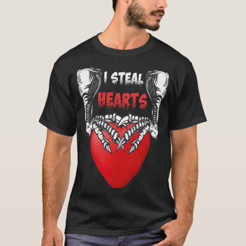 I Steal Hearts Trex Dino Hands Valentines Day Scar T_Shirt