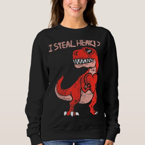 I Steal Hearts Trex Dinosaur Glasses Valentine Day Sweatshirt