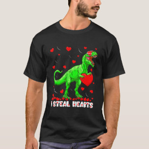 I Steal Hearts Valentines Day Dinosaur  Kids Boys T-Shirt