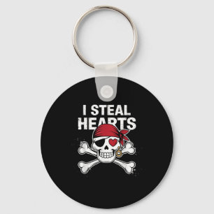 I Steal Hearts Valentines Day Pirate Funny Valenti Keychain