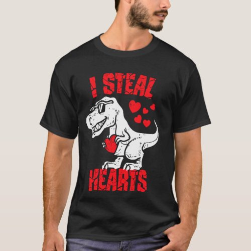 I Steal Hearts Valentines Day Trex Dino Baby Boy K T_Shirt