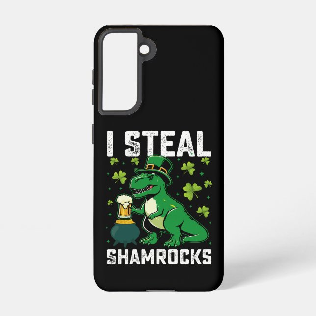 I Steal Shamrocks T Rex Dinosaur St Patrick's Day Samsung Galaxy Case (Back)