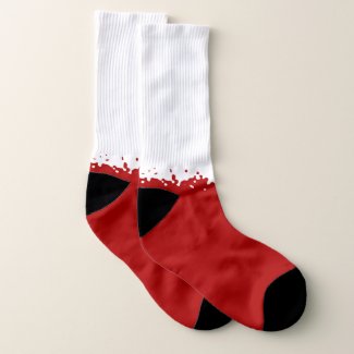 I stepped in blood funny red & white paint splash socks