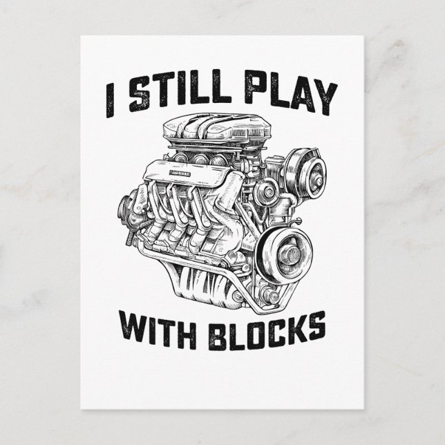 I Still Play With Blocks Car Mechanic Invitation Postcard (Front)