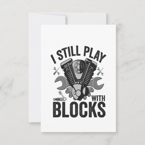 I Still Play With Blocks Funny Cat Mechanic Engine Thank You Card