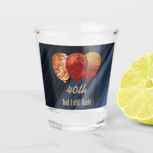 I Still Rock Gold Glitter Red Balloons Birthday Shot Glass