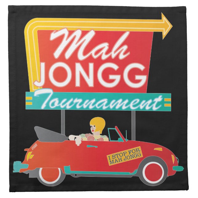 I Stop for Mah Jongg Retro Sign Napkin (Front)