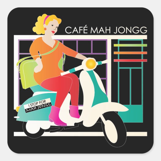 I Stop for Mah Jongg Scooter Square Sticker (Front)